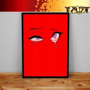 Sad Boi Sad Girl Fire Kawaii Anime Eyes Tears Cute Hypebeast Poster Decor Bella